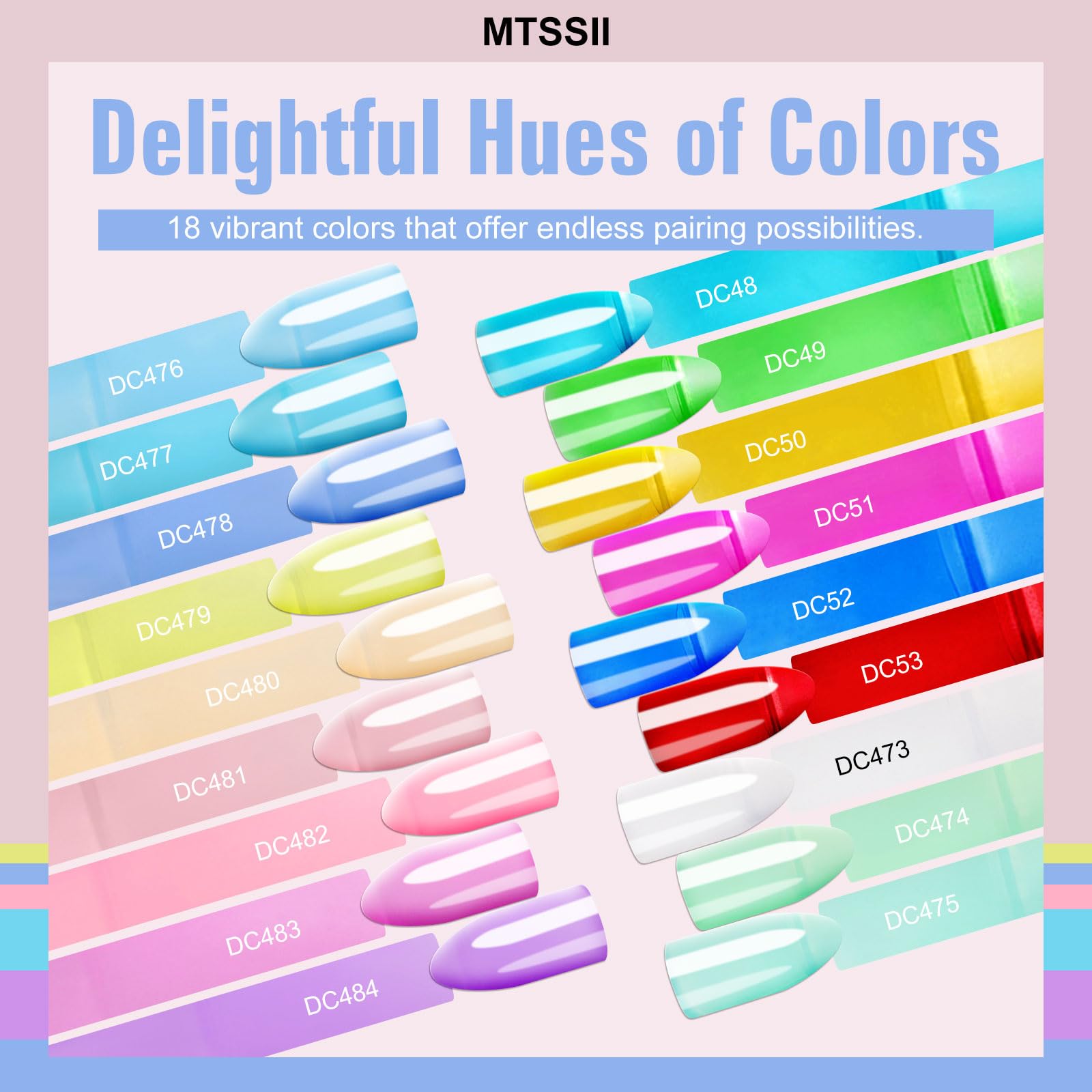 MTSSII 18-Piece Jelly Gel Nail Polish Kit | Translucent Nude, Pink, Purple & Blue Colors – UV LED Soak Off
