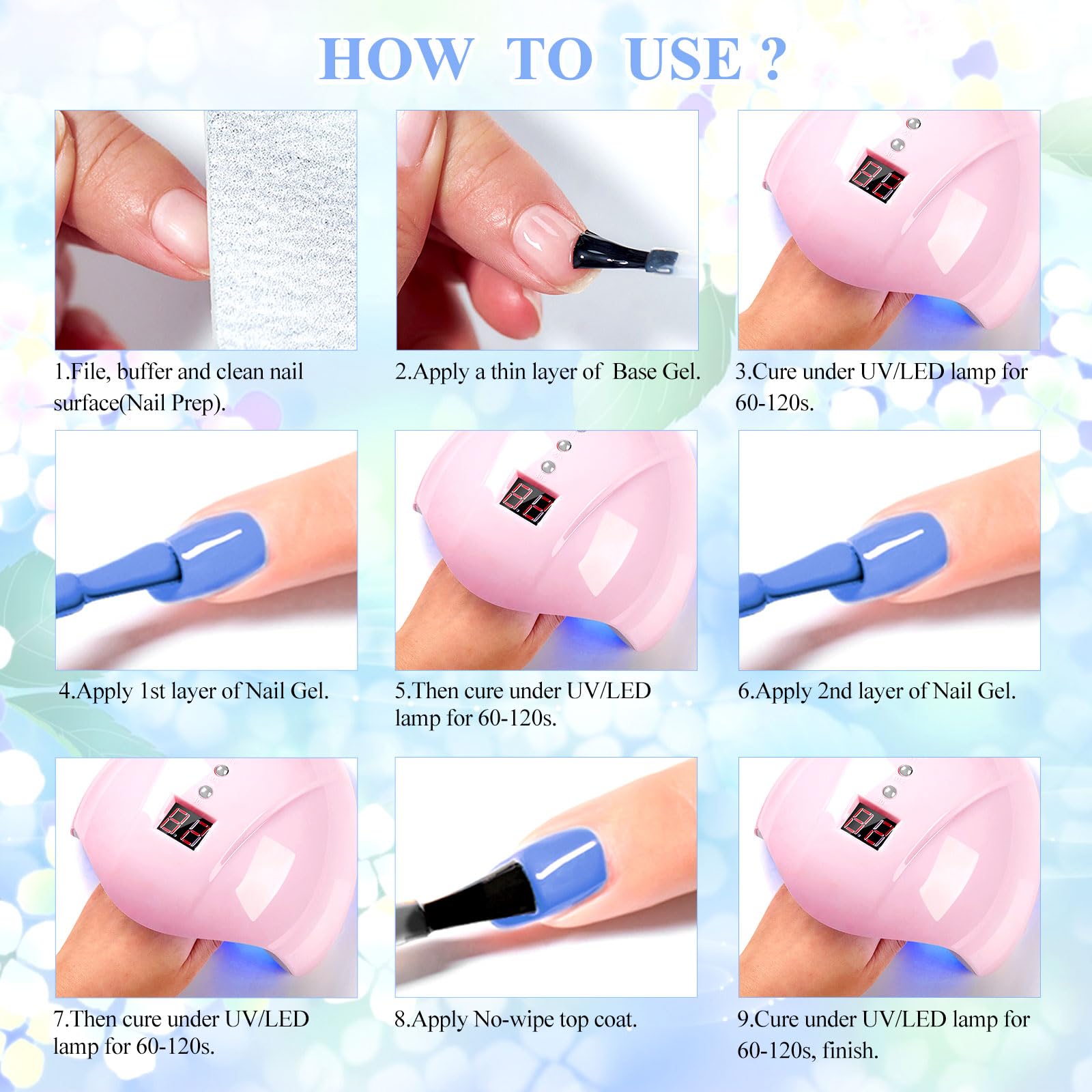 MTSSII 18-Piece Jelly Gel Nail Polish Kit | Translucent Nude, Pink, Purple & Blue Colors – UV LED Soak Off