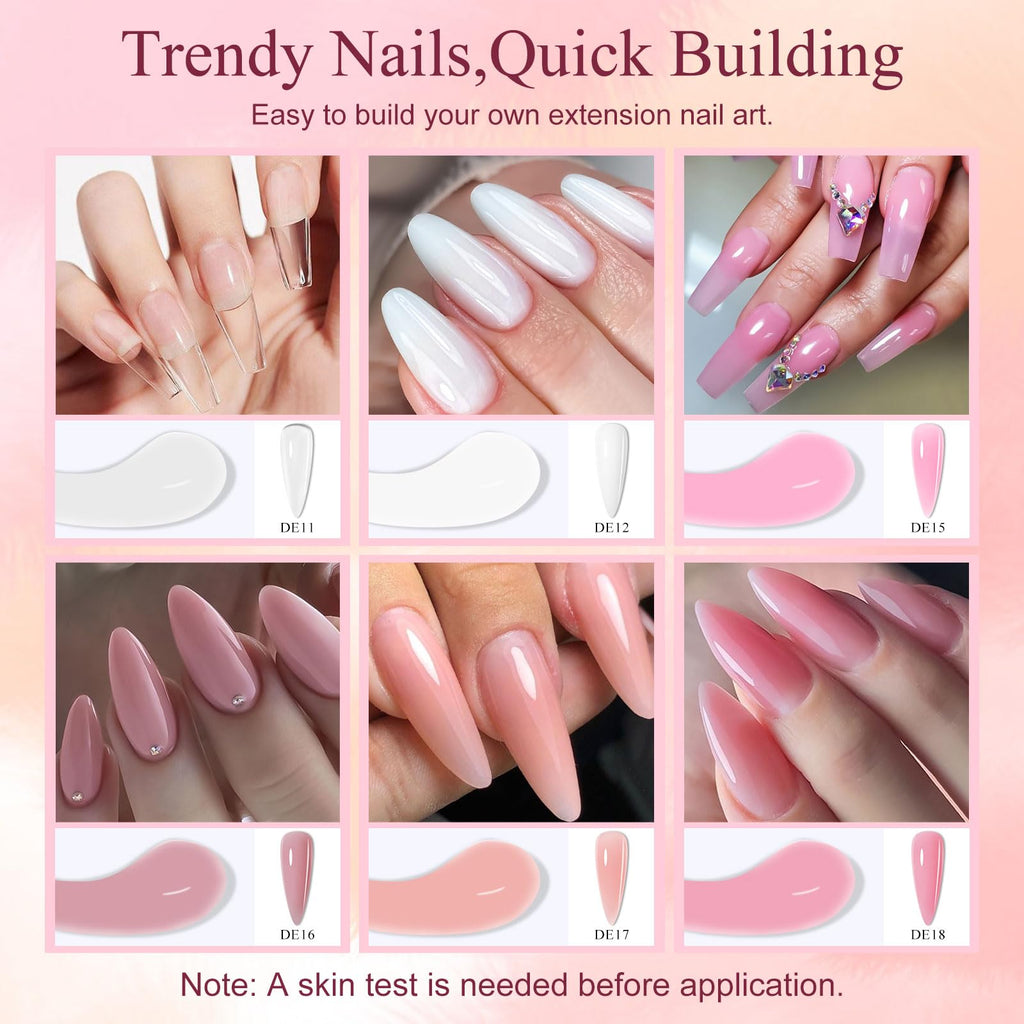MTSSII 13Pcs Poly Nail Gel Kit 6 Colors + Mini UV Lamp for DIY Nails