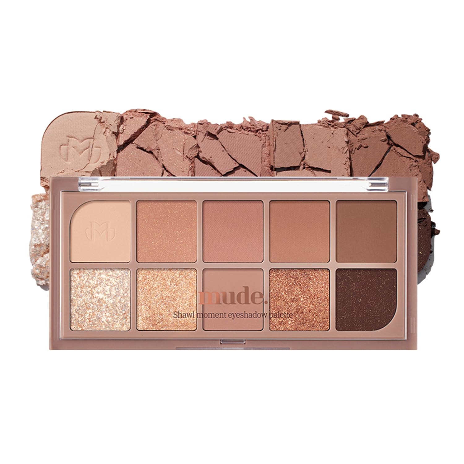 mude Shawl Moment Eyeshadow Palette – 10 Shades Matte Satin Shimmer Glitter | K-Beauty