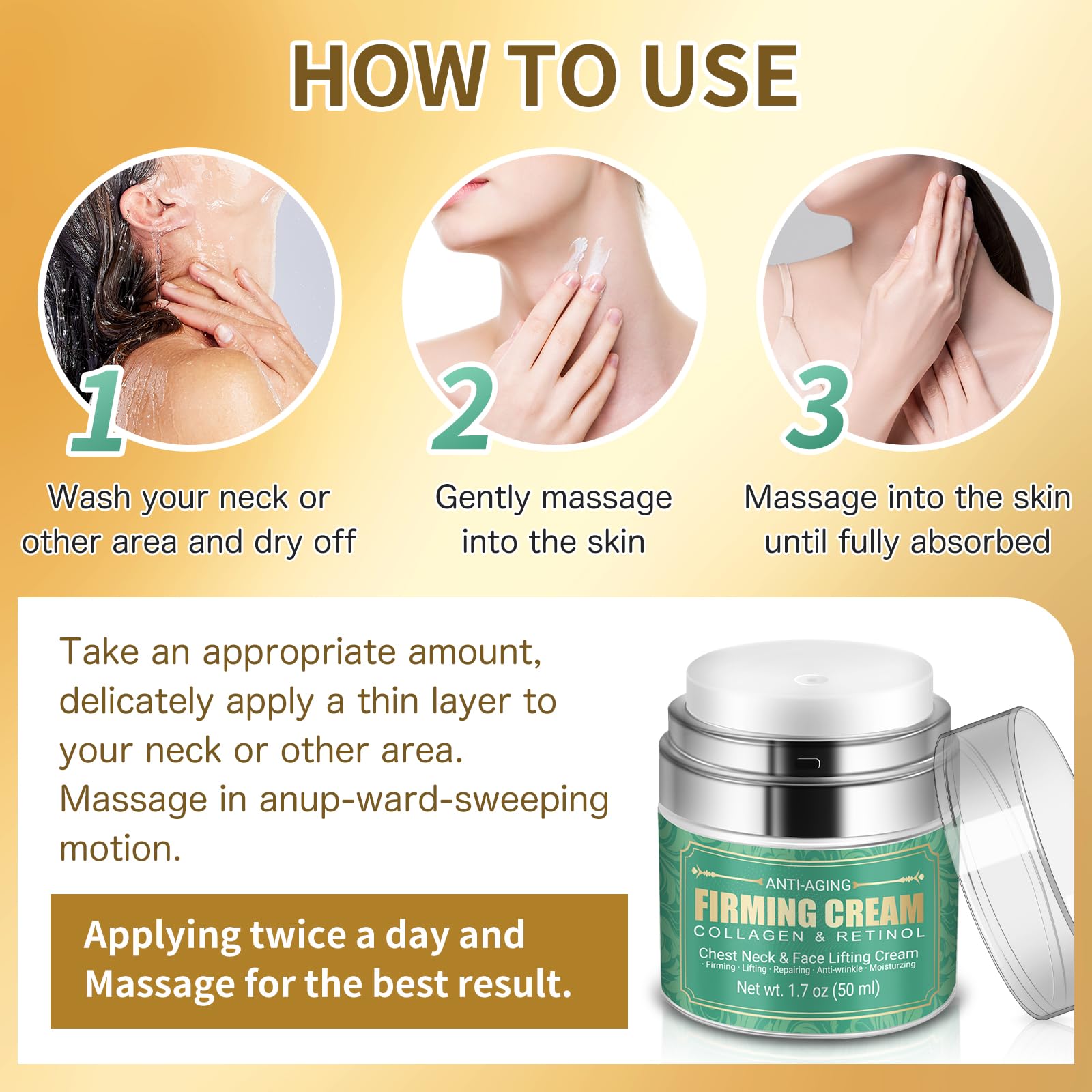 MUOCOBU Anti Aging Neck Cream – 5-In-1 Firming, Lifting, and Moisturizing for Neck, Chest & Face