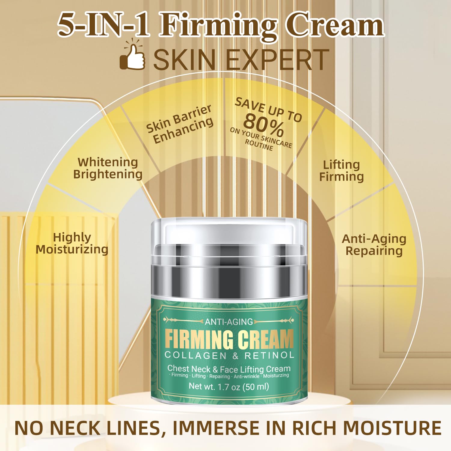 MUOCOBU Anti Aging Neck Cream – 5-In-1 Firming, Lifting, and Moisturizing for Neck, Chest & Face