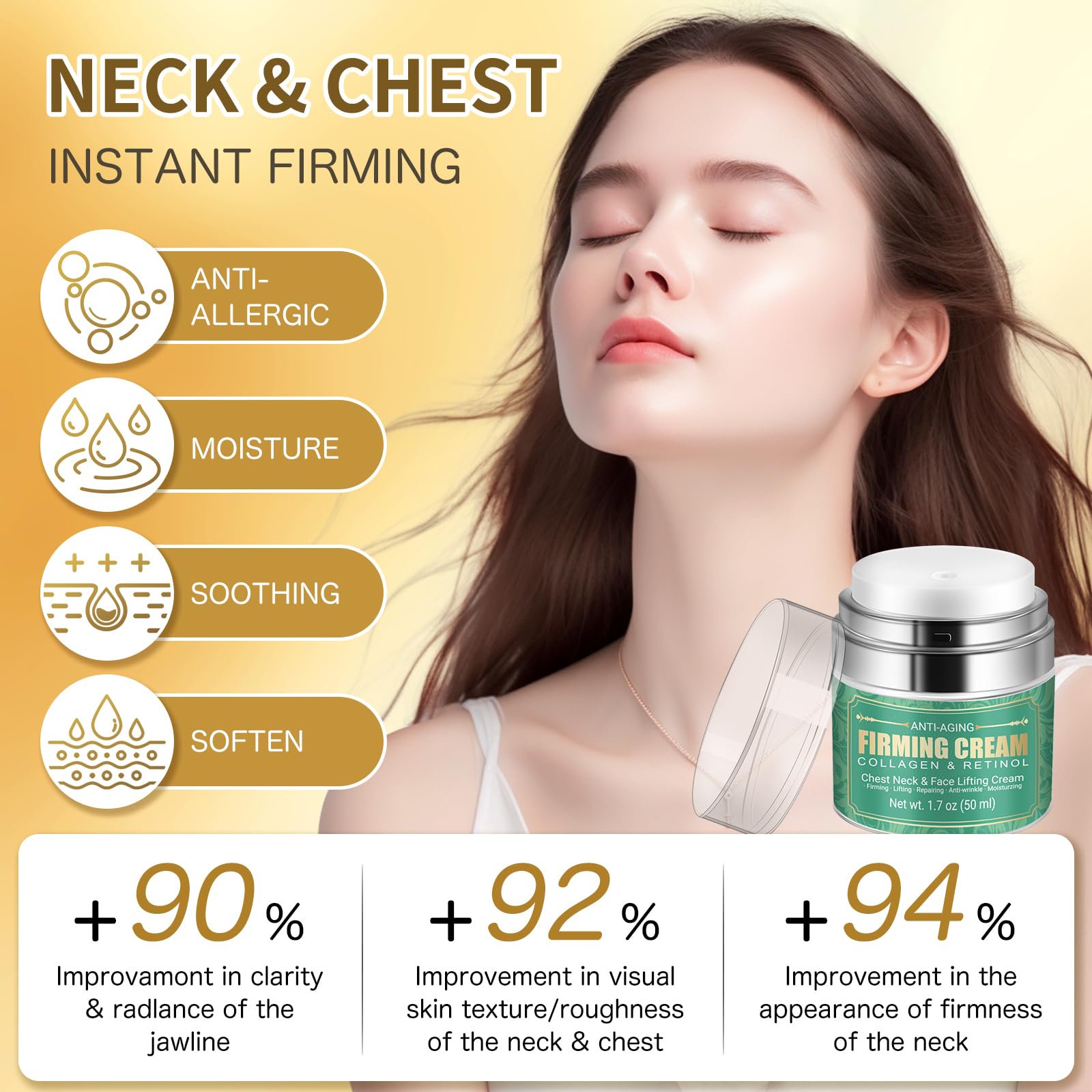 MUOCOBU Anti Aging Neck Cream – 5-In-1 Firming, Lifting, and Moisturizing for Neck, Chest & Face