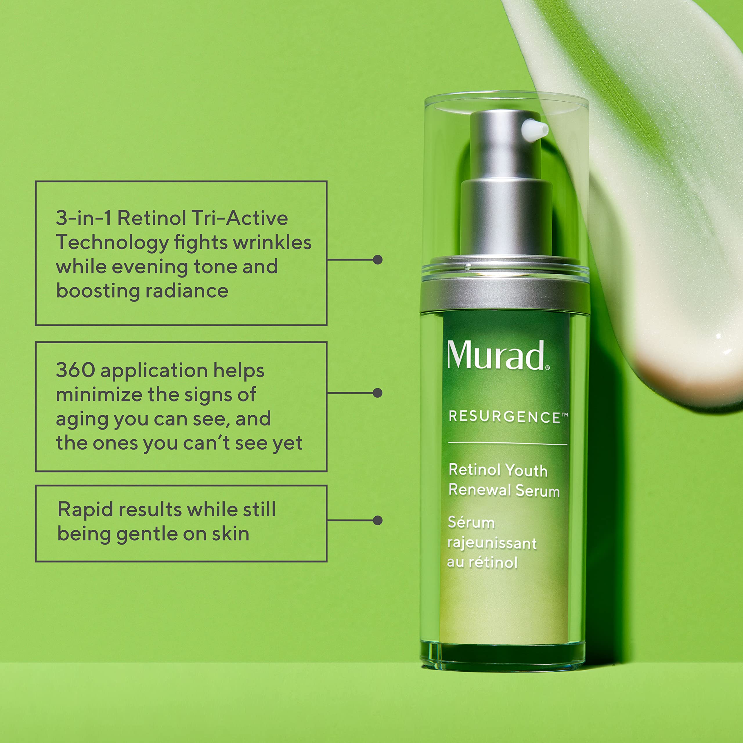 Murad Retinol Youth Renewal Serum – Smooths Lines & Wrinkles on Face & Neck | Hydrating Hyaluronic Acid, 0.33 fl oz