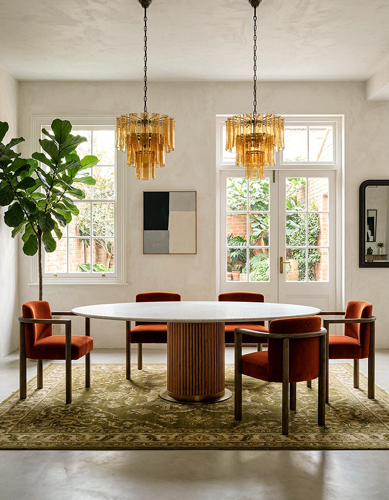 Murcell Oval Dining Table, Marble