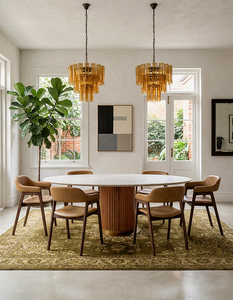 Murcell Oval Dining Table, Marble