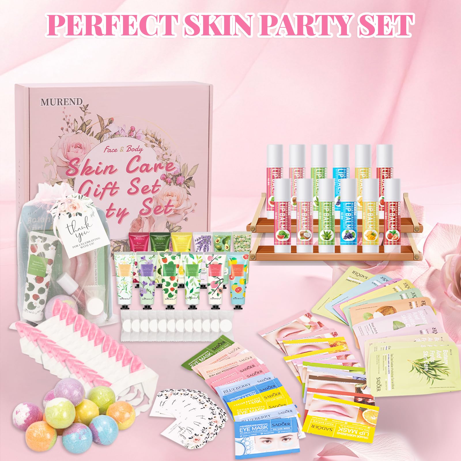 MUREND 120 PCS Spa Party Supplies for Girls – Sleepover Skincare Set