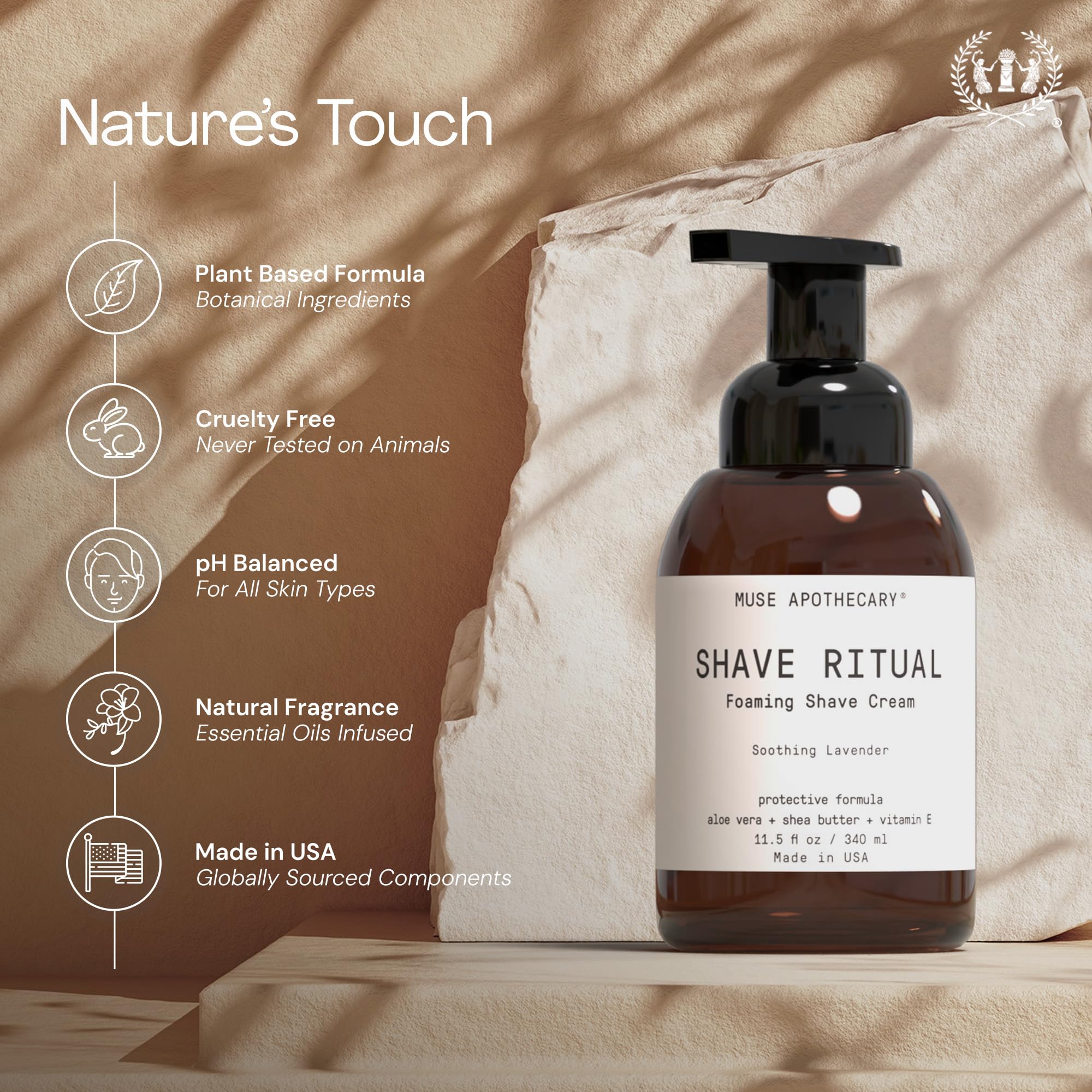 Muse Apothecary Foaming Shave Ritual – Natural Shaving Cream for Sensitive Skin