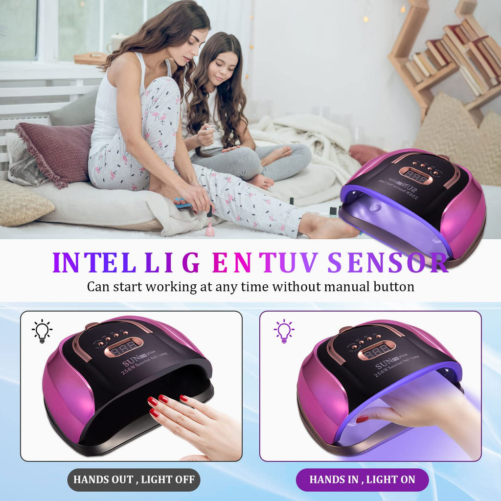MUSERAY UV LED Nail Light 256W High Power | 4 Timer Settings + Auto Sensor + 6 Free Gifts