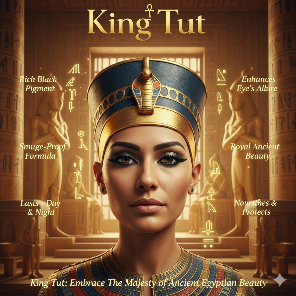 Musk Al Tahara HALAL King Tut Egyptian Eyeliner Loose Powder – Long-Lasting Black, Smooth Application