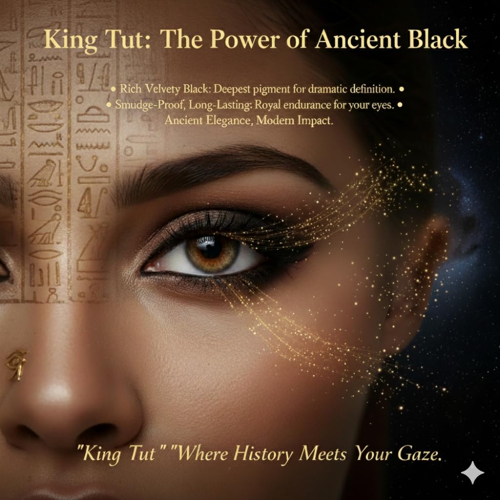 Musk Al Tahara HALAL King Tut Egyptian Eyeliner Loose Powder – Long-Lasting Black, Smooth Application