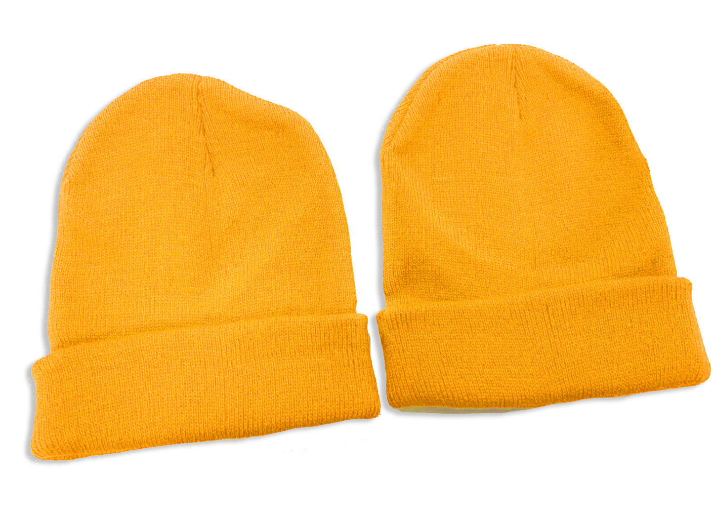 2 X Kids Childrens Beanie Hats Small Age 4-10 School Uniform - Yellow Mustard