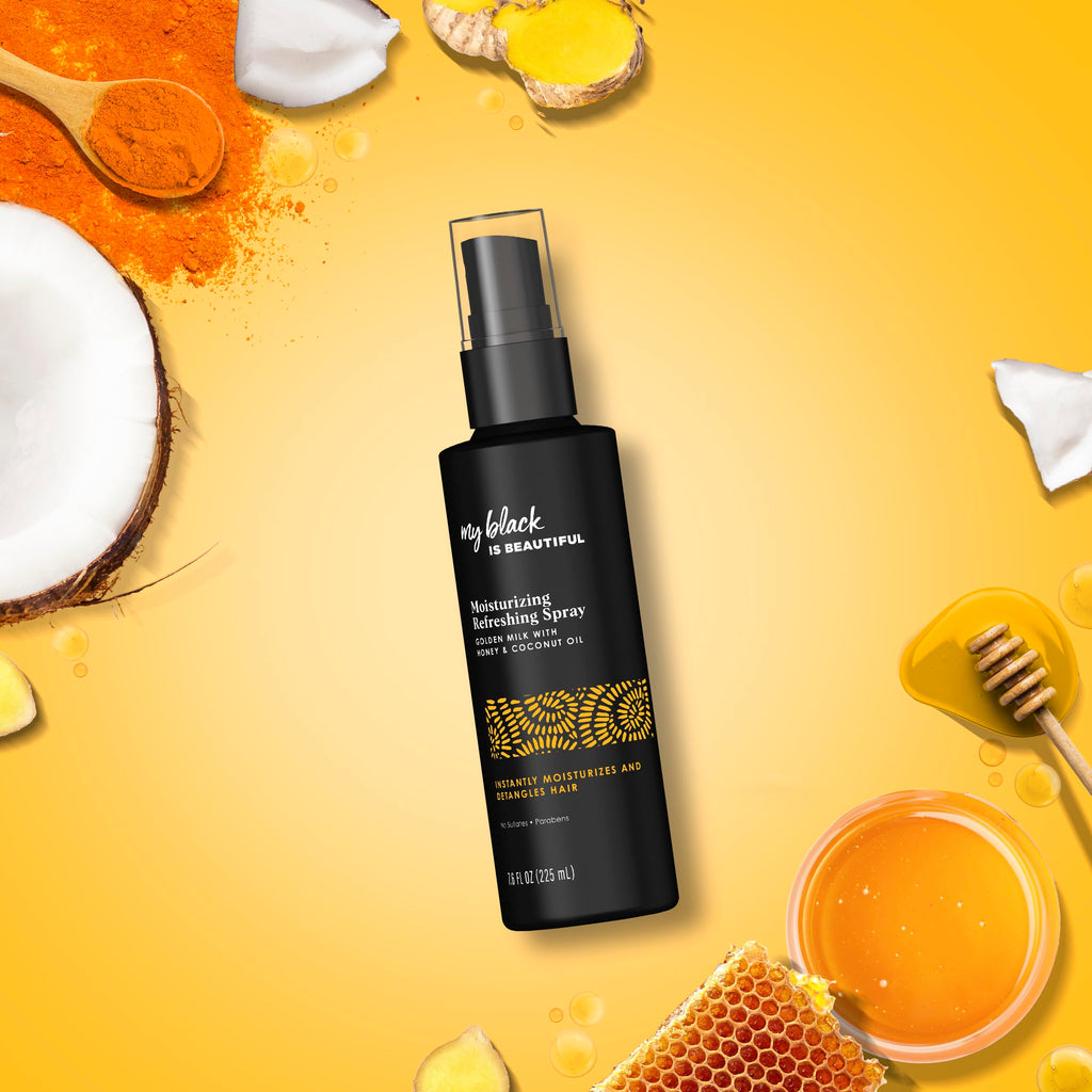 MY BLACK IS BEAUTIFUL Detangler Spray – Sulfate Free, Coconut Oil, Honey & Turmeric, 7.6 fl oz
