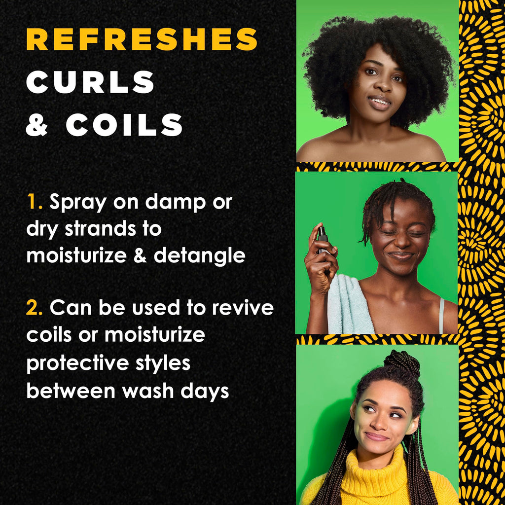 MY BLACK IS BEAUTIFUL Detangler Spray – Sulfate Free, Coconut Oil, Honey & Turmeric, 7.6 fl oz