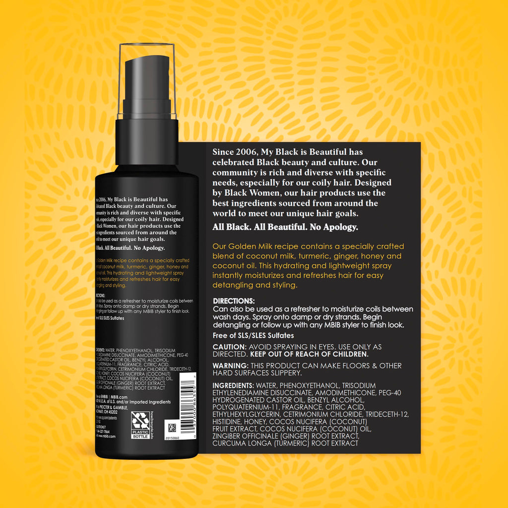 MY BLACK IS BEAUTIFUL Detangler Spray – Sulfate Free, Coconut Oil, Honey & Turmeric, 7.6 fl oz