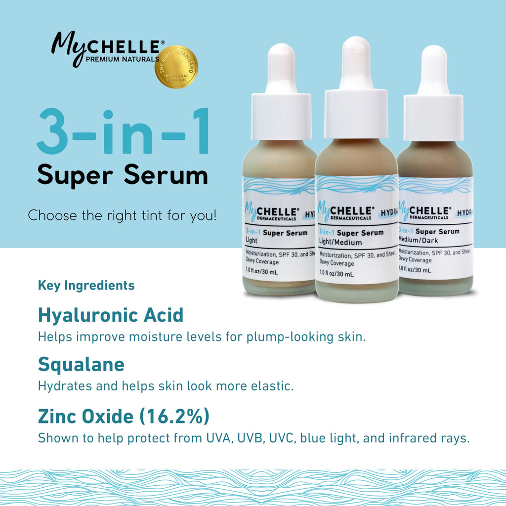 MyCHELLE Light 3-in-1 Super Serum, 1 oz – Tinted Moisturizer with Mineral SPF