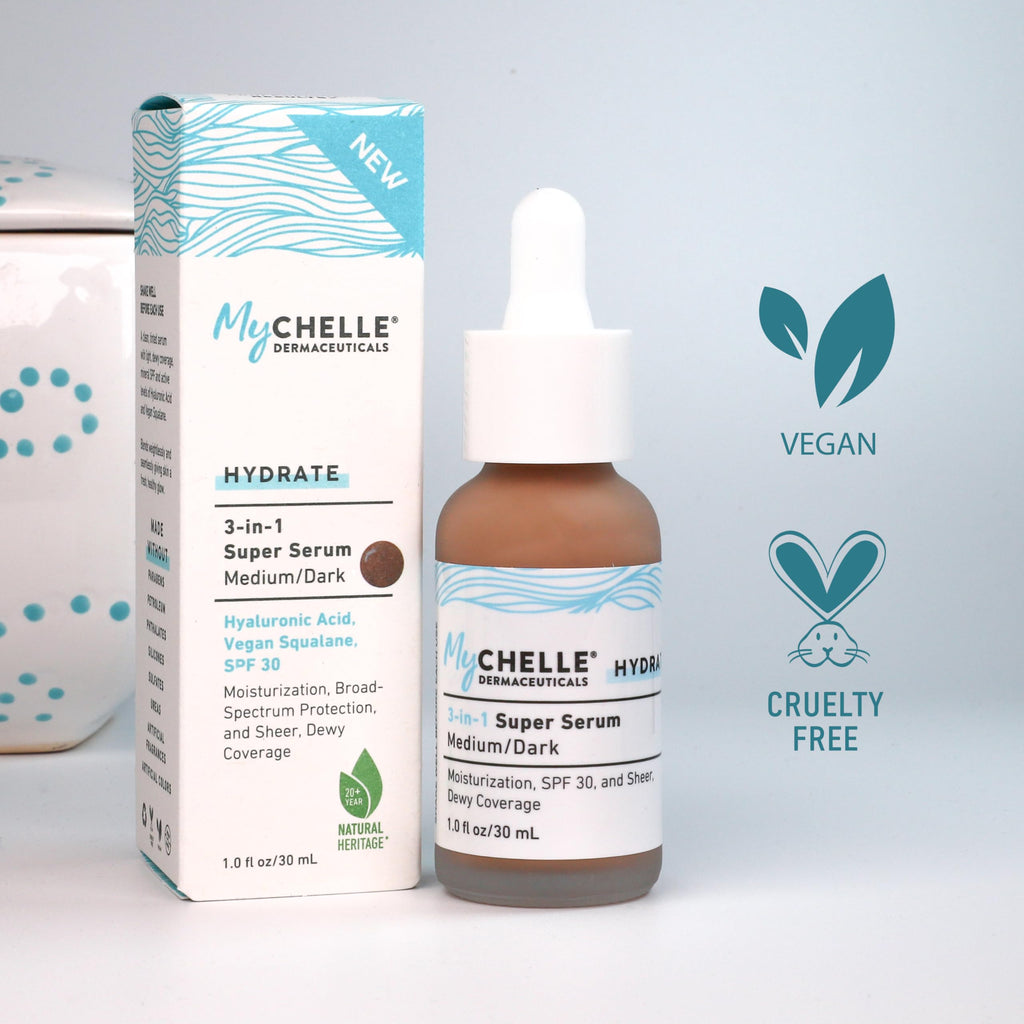 MyCHELLE Medium/Dark 3-in-1 Super Serum | Tinted Moisturizer with Mineral SPF 1 oz