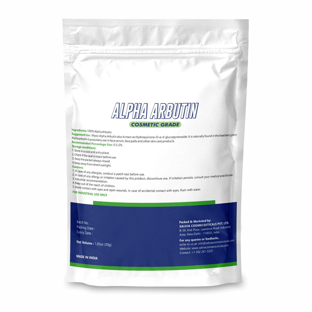MYOC Alpha Arbutin Powder 30g – 100% Pure Cosmetic Grade for DIY Skincare & Industrial Use