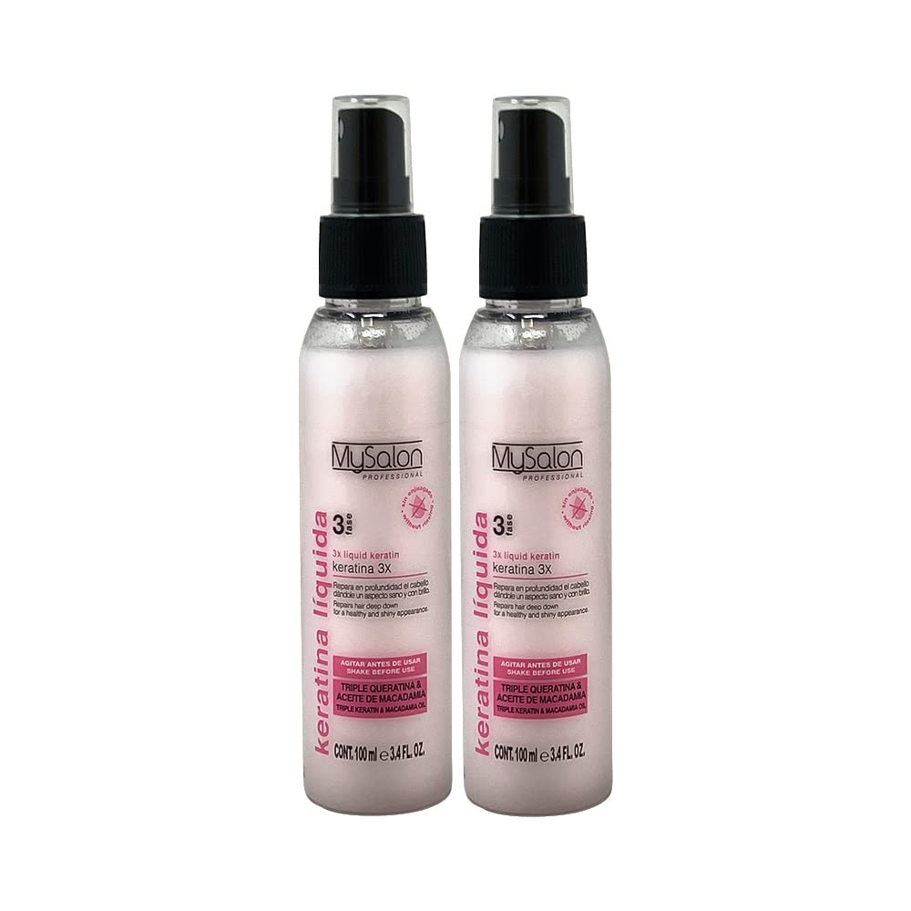 MySalon Liquid Keratin 3.4oz Pack of 2 – Anti-Frizz Keratin Treatment with Macadamia