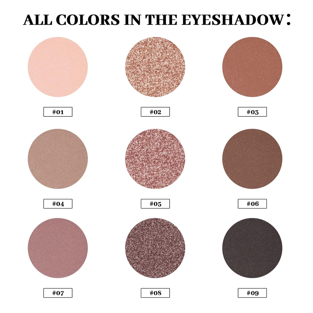 MYSTER ROSEY Neutral Eyeshadow Palette – Matte Nude 9 Shades, Vegan & Cruelty-Free, Includes Mirror