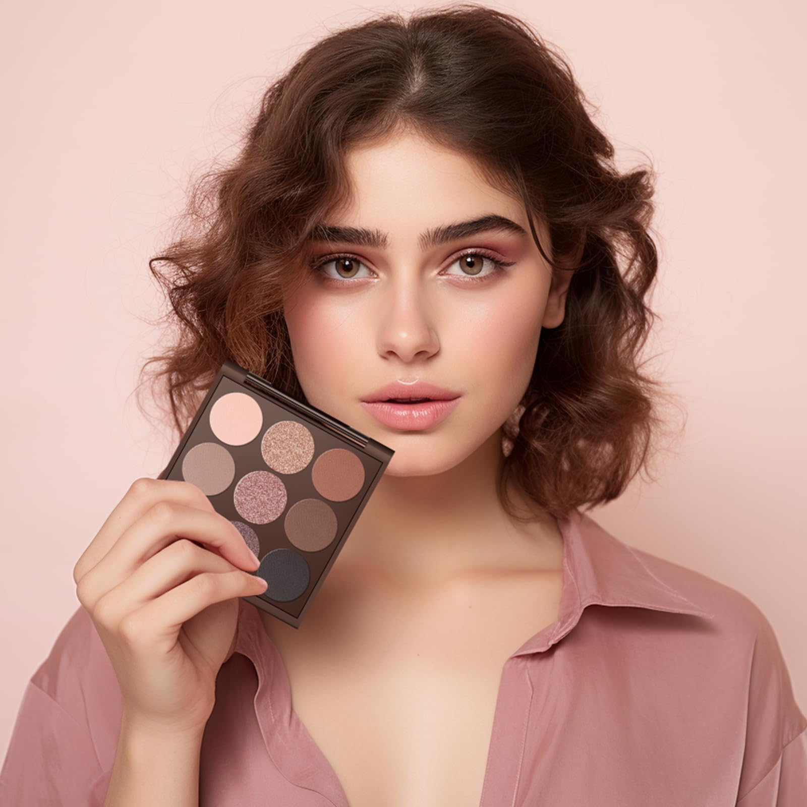 MYSTER ROSEY Neutral Eyeshadow Palette – Matte Nude 9 Shades, Vegan & Cruelty-Free, Includes Mirror