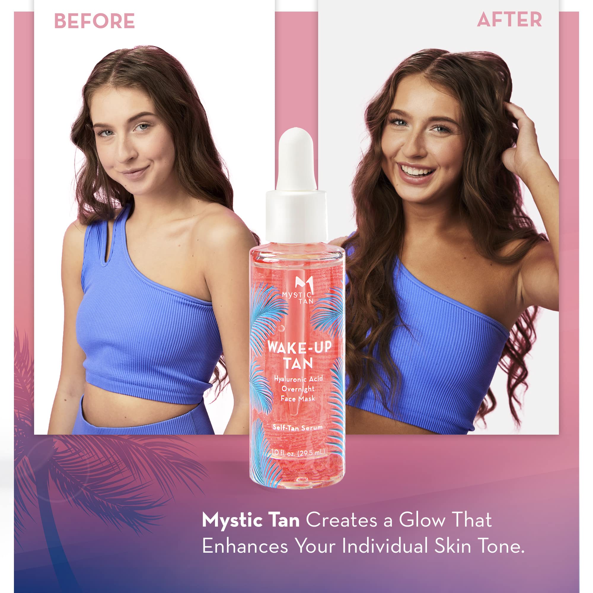 Mystic Tan Wake Up Tan Face Serum with Hyaluronic Acid – Overnight Self Tanner, 1.0 fl oz