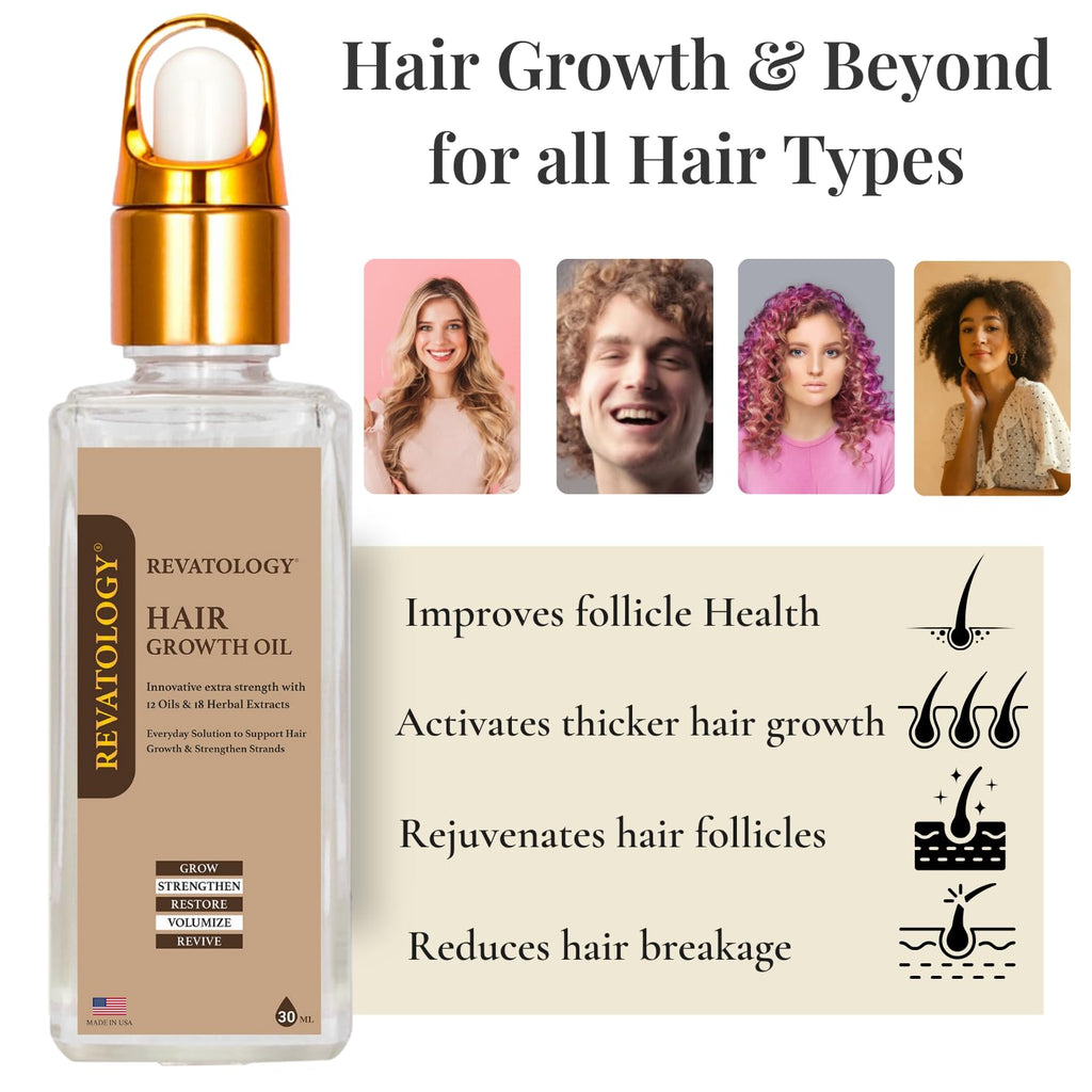 Mystique Abundance REVATOLOGY Hair Growth Oil for Adults | 30 Oils & Herbal Extracts | Made in USA