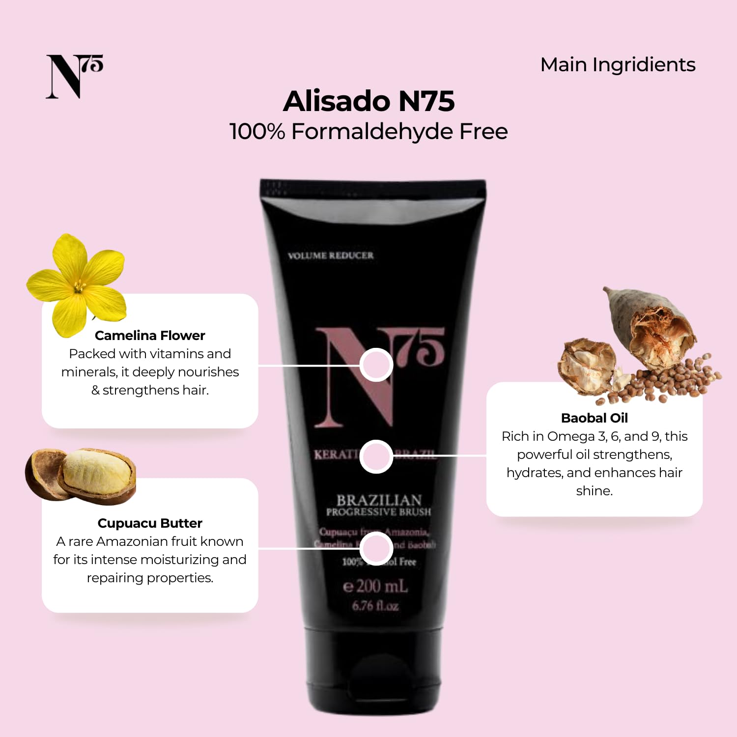 N75 Keratin Hair Smoothing Treatment – Formaldehyde-Free Brazilian Straightening for All Hair Types