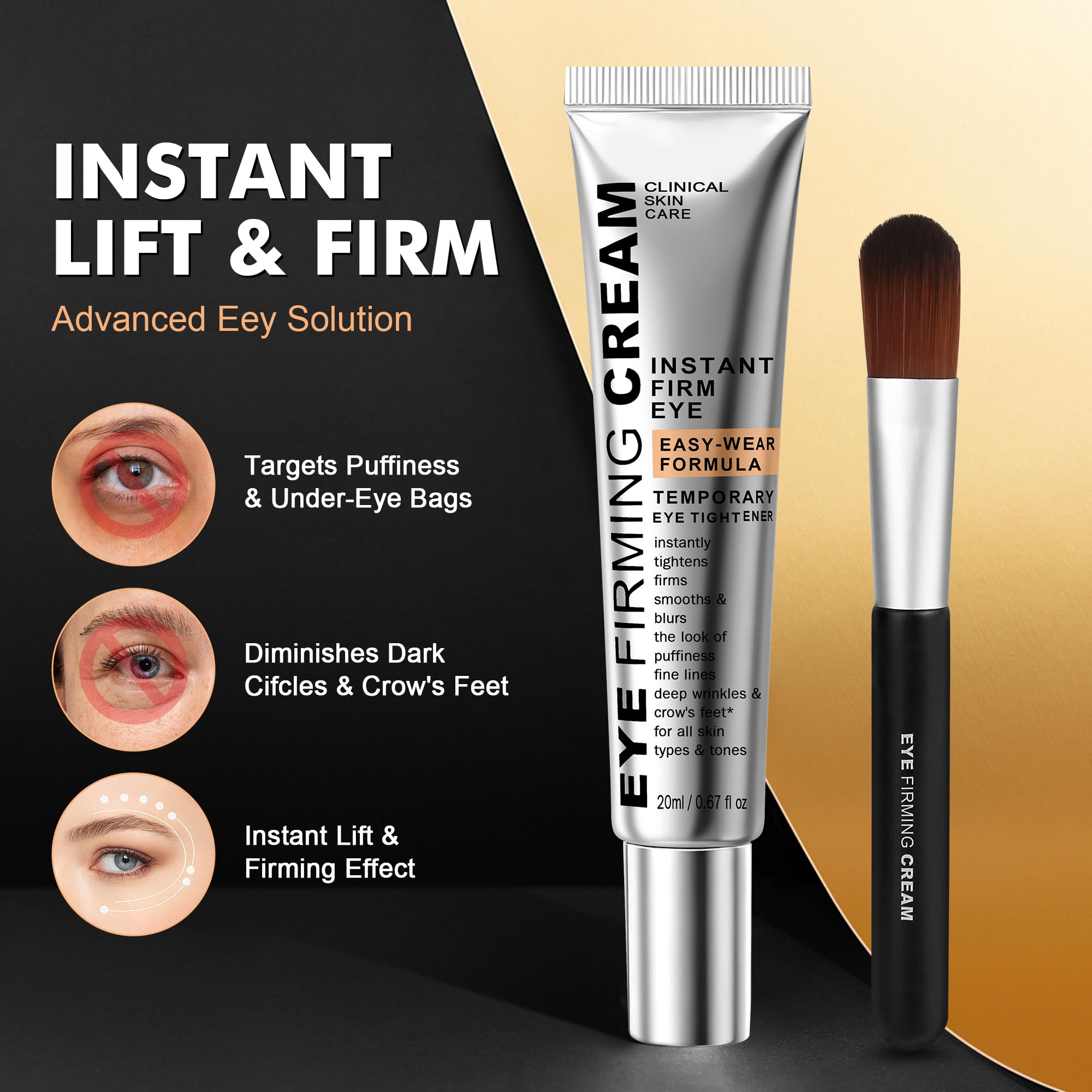 Nabevin KKP Perfection Eye Tightener with Brush – Instant Firming Formula | Portable 0.71 fl oz