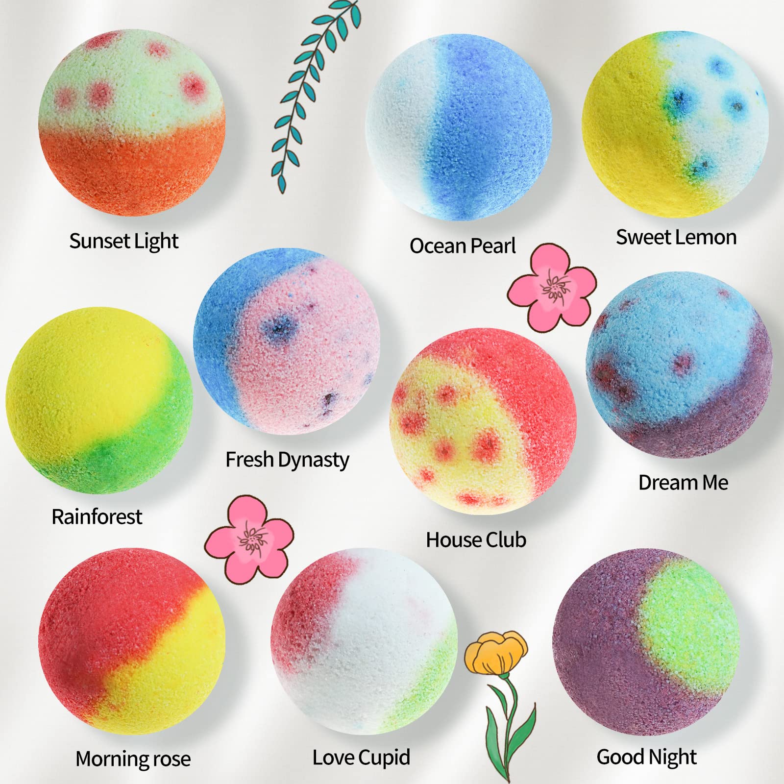 Nagaliving Bath Bombs Gift Set – 10 Organic Bubble Bombs for Valentine’s Day & Christmas