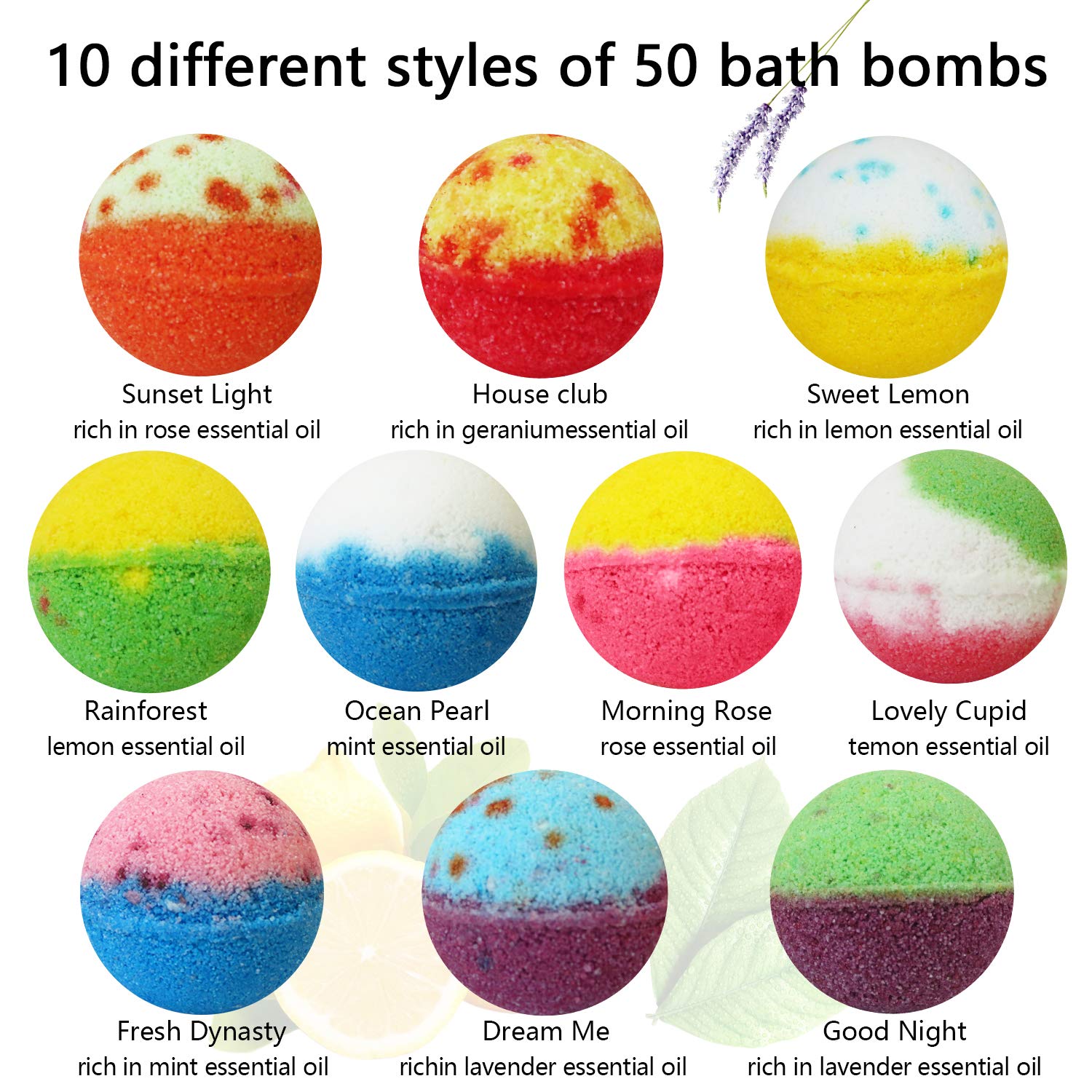 Nagaliving Bath Bombs Gift Set – 50 Handmade Fizzing Bombs for All Ages