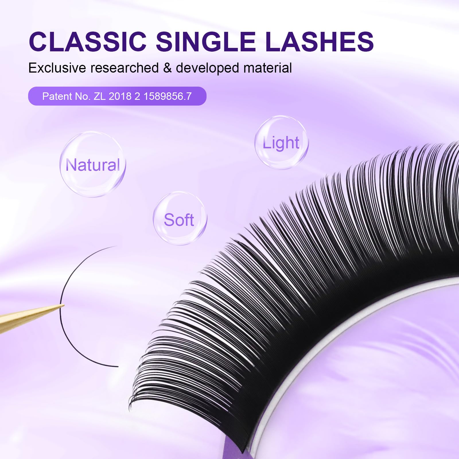 NAGARAKU 5 Trays Eyelash Extensions – 0.03mm D Curl, 7–15mm mix, Matte Black Faux Mink, 16 Rows, Purple Card