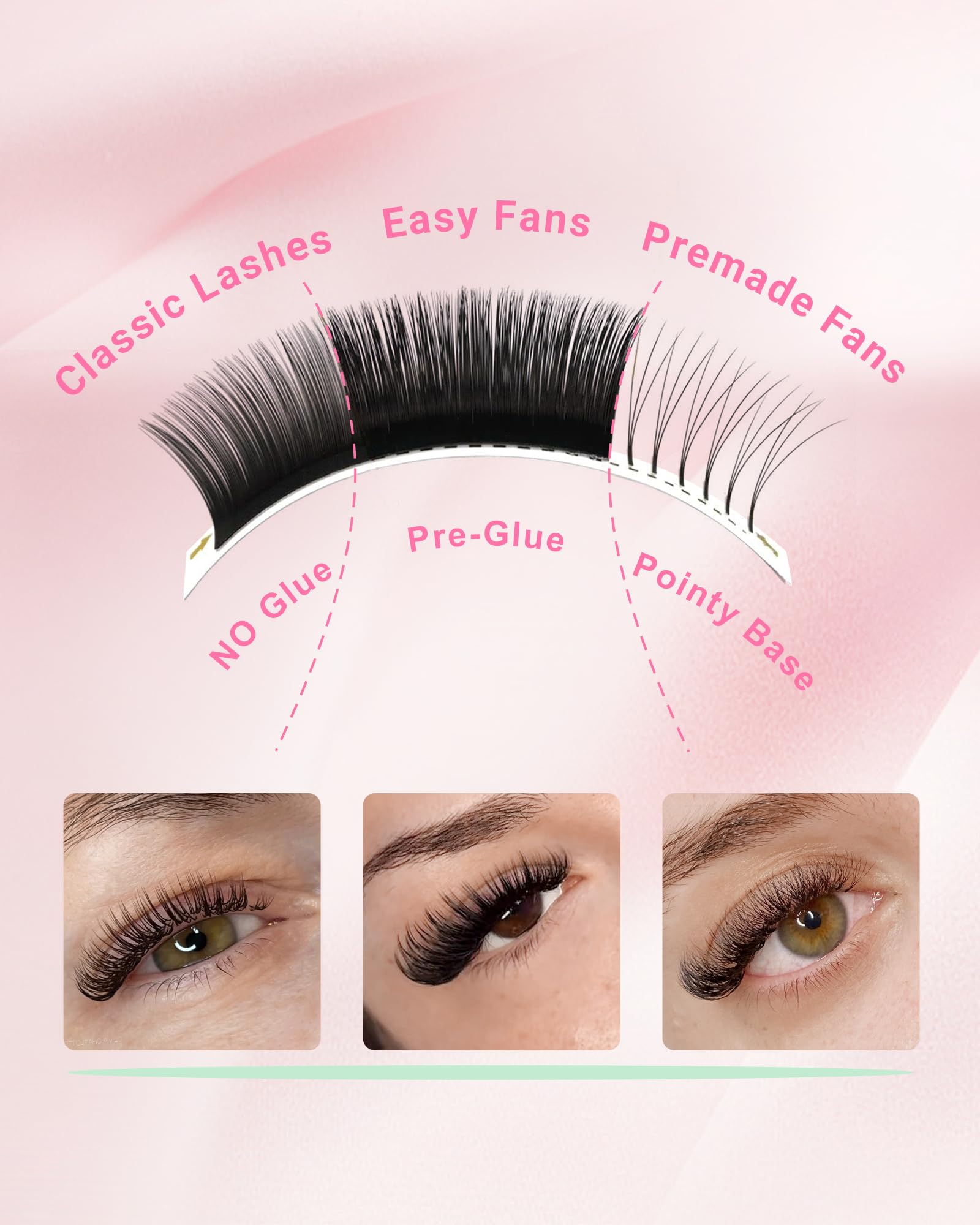 NAGARAKU Easy Fan Eyelash Extensions – 5 Tray Pack, 0.05 C Curl, 11–15mm, Beginner Friendly
