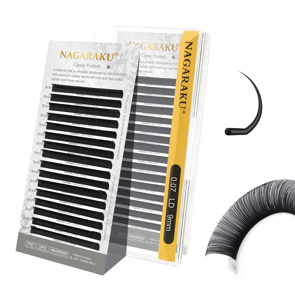 NAGARAKU Eyelash Extensions Classic — J/C/D/N/L/LC/LD, Matte Black