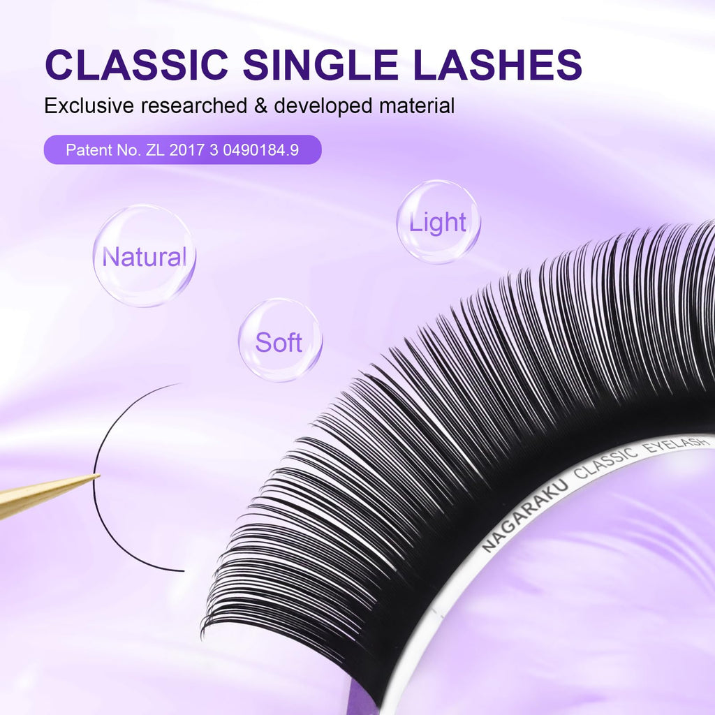 NAGARAKU 5 Trays Eyelash Extensions – 0.15mm C Curl, 11–15mm, Matte Black, Professional Faux Mink