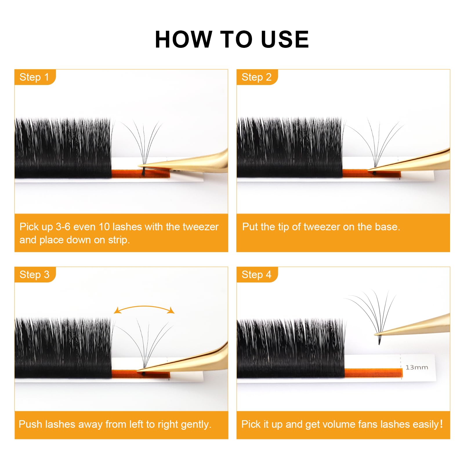 NAGARAKU Easy Fan Eyelash Extensions – 5 Tray Mega Volume Lashes, 0.05 D Curl, 11–15mm