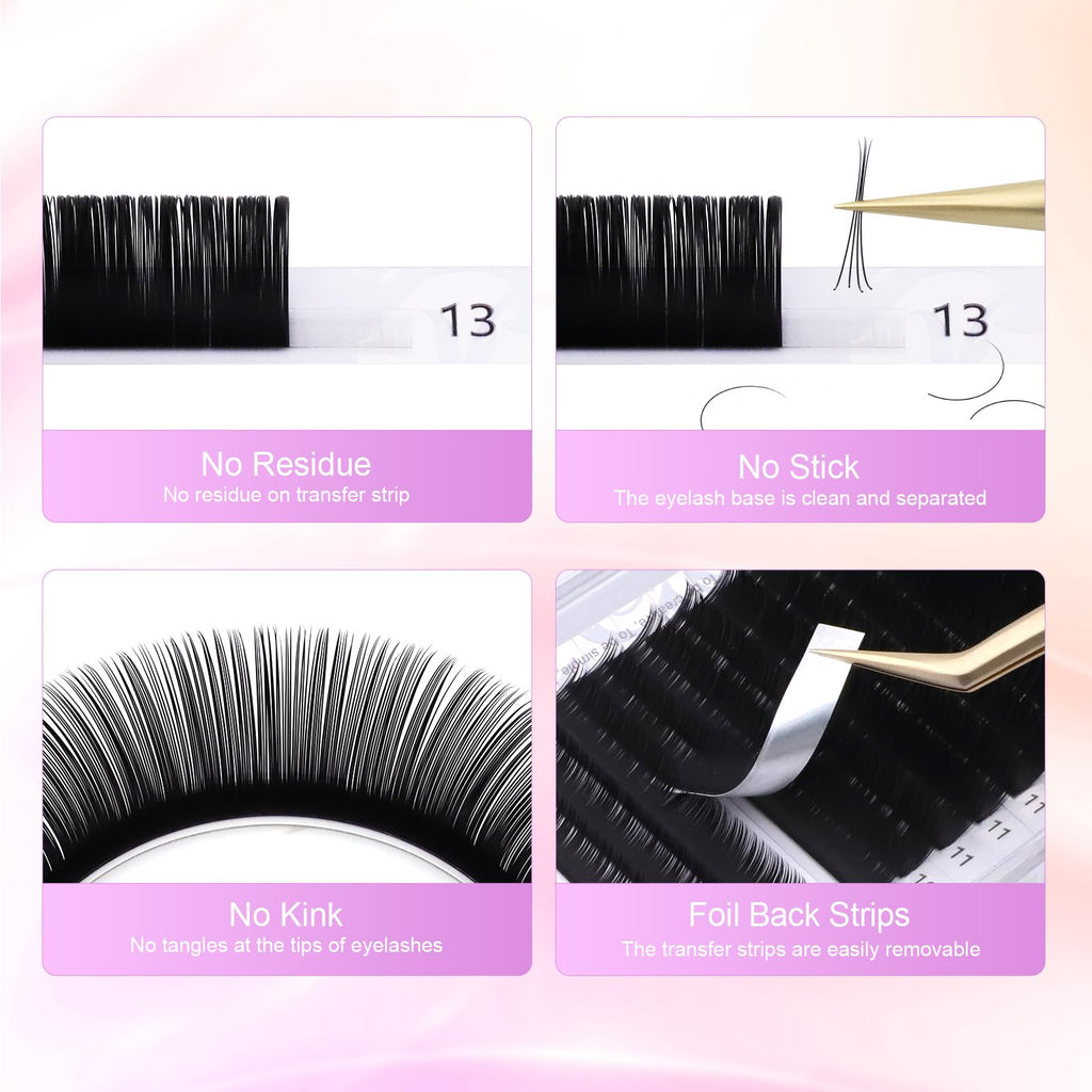 NAGARAKU Eyelash Extensions – Classic 0.03-0.20, 5-17mm, Matte Black, J/B/C/D/N/LC/LD/L/DD/CC/LB Curl