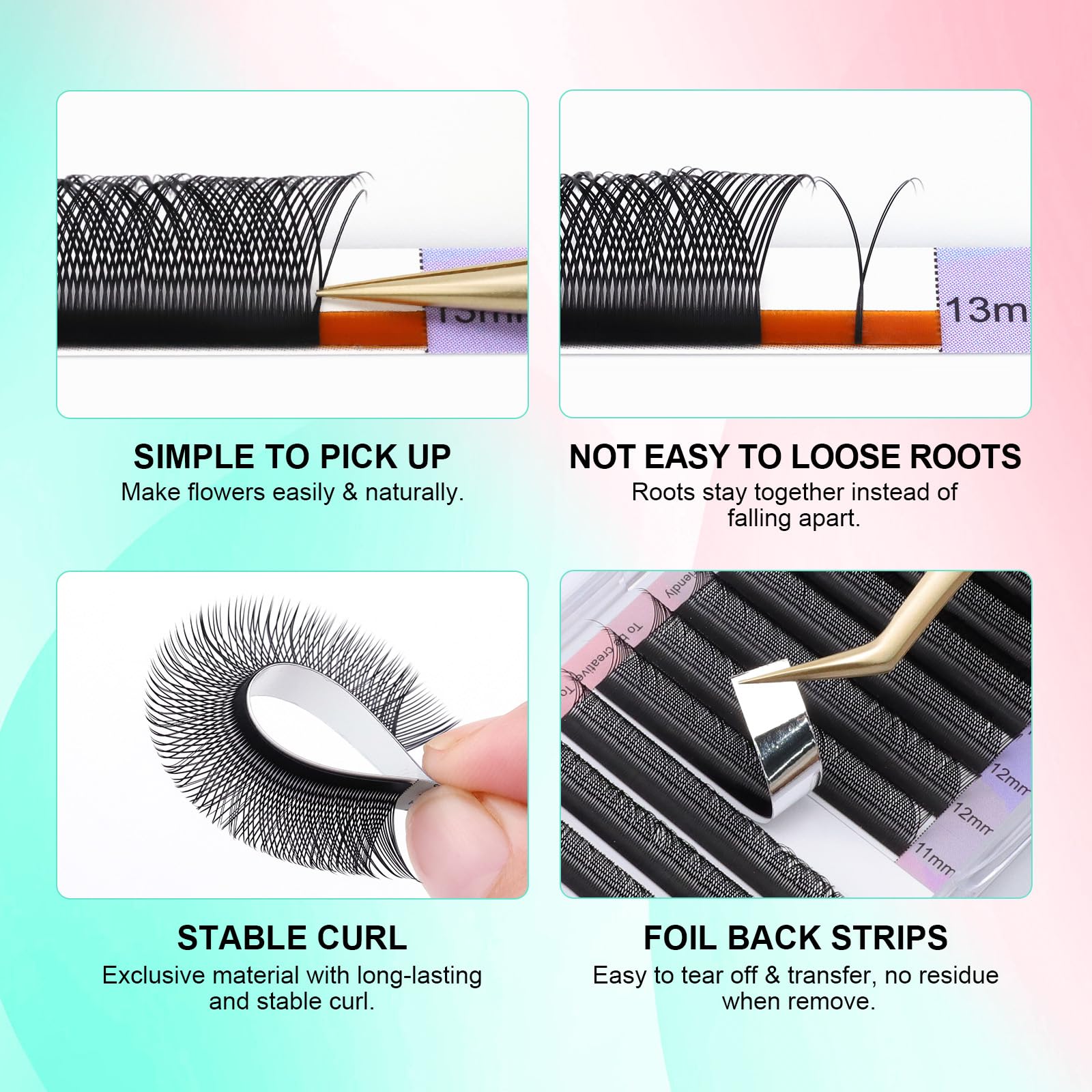 Nagaraku YY Premade 4D Lashes 0.05mm C Curl 8–15mm | 5 Trays Russian Volume Faux Mink