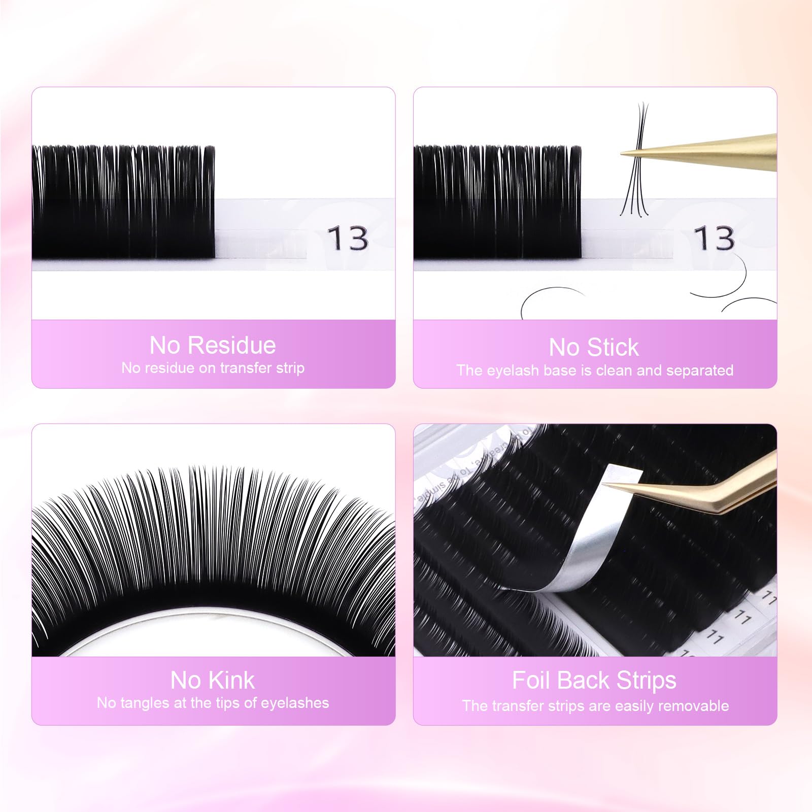 NAGARAKU 5 Trays Eyelash Extensions Matte Black 0.07LD MIX7-15 – Classic Lash Kit for Salons