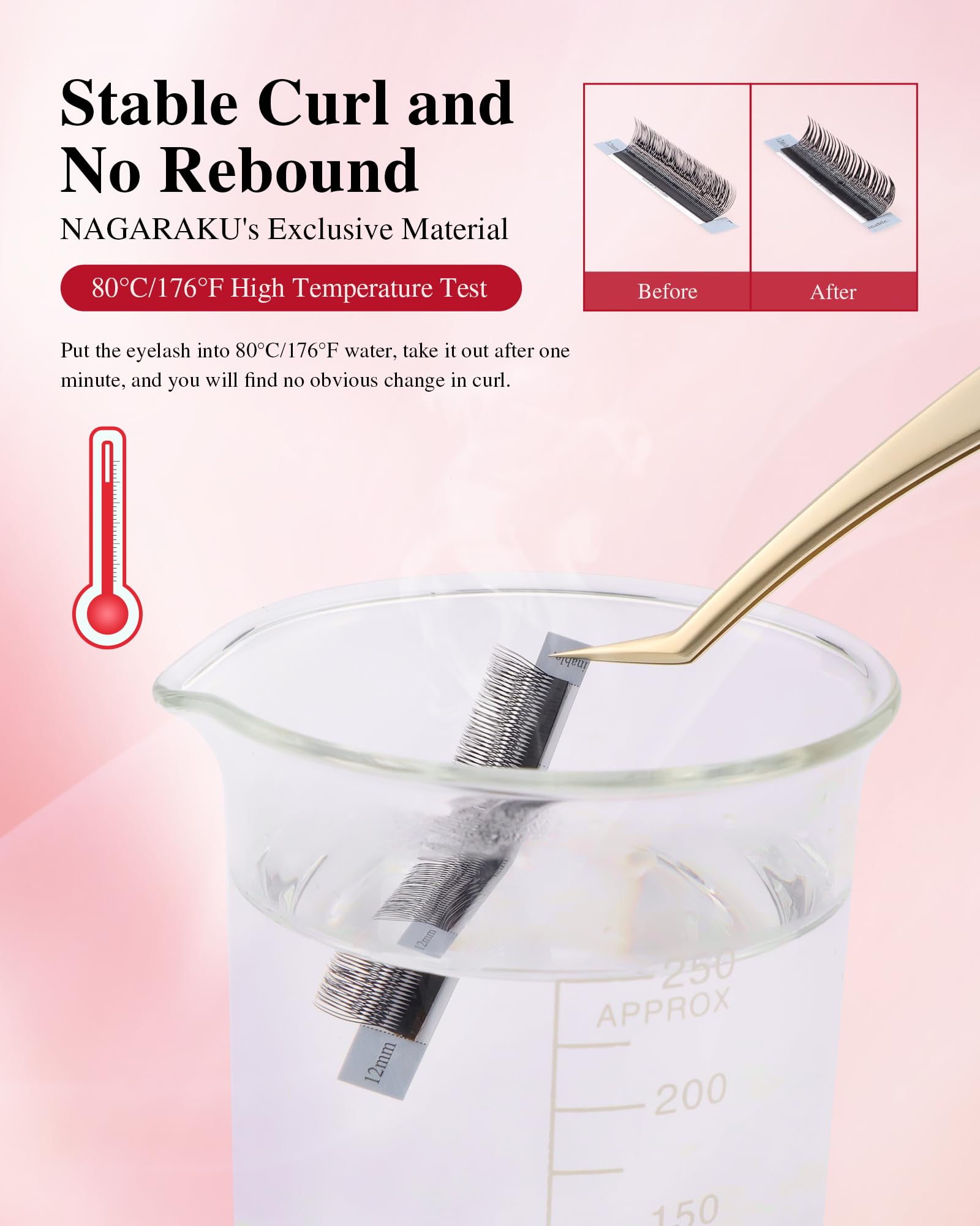 NAGARAKU U Eyelash Extensions 3D UU Lash – Lightweight U‑Shaped Fans (0.07C, 14mm)