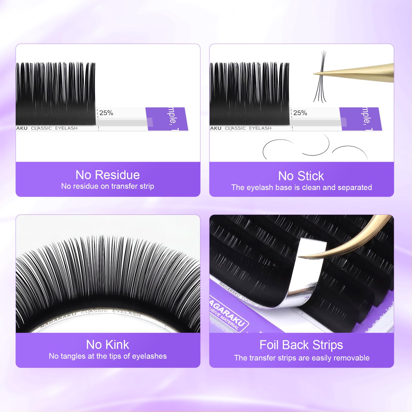NAGARAKU 5 Trays Eyelash Extensions — 0.15mm, C Curl, 9–13mm, Matte Black, Professional Faux Mink