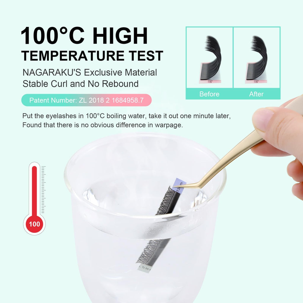 NAGARAKU YY Lash Extensions – 5 Trays Premade 4D Easy Fan 0.05mm 8–12mm