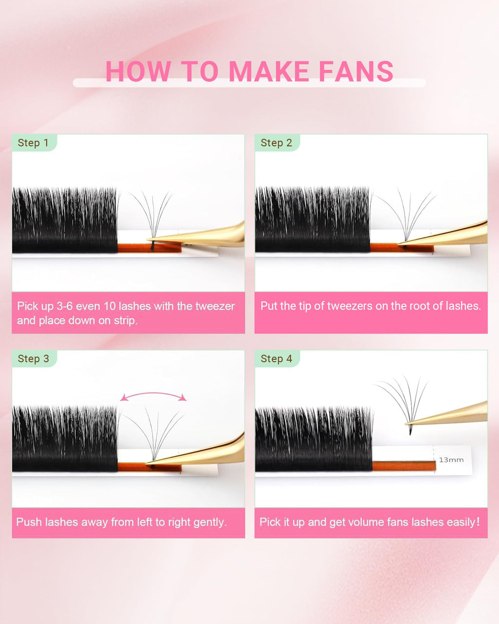 NAGARAKU Easy Fan Eyelash Extensions – 5-Tray Premade Lashes for Beginners (0.05 C Curl, 8–15mm Mix)