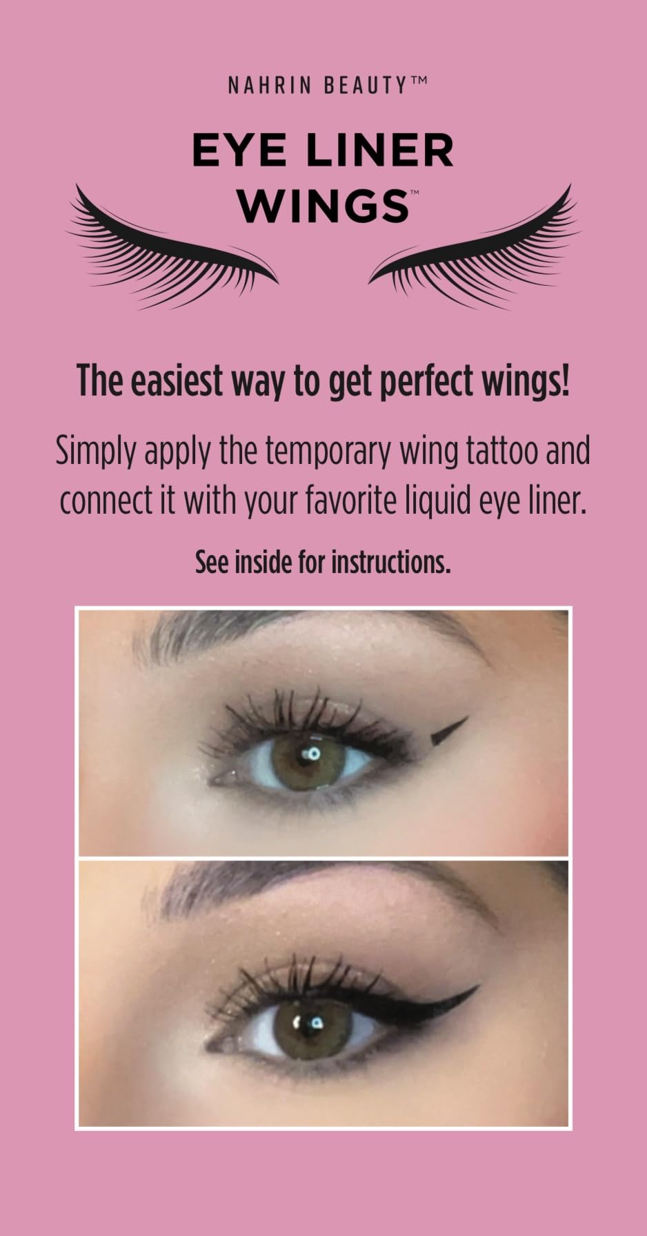 Nahrin Beauty Temporary Tattoo Eye Liner Wings – Slim, 24 Pairs