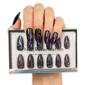 Nail Reformation Almond Press-On Nails – Purple Cat Eye, UV Finish, 15 Sizes, 30 Tips