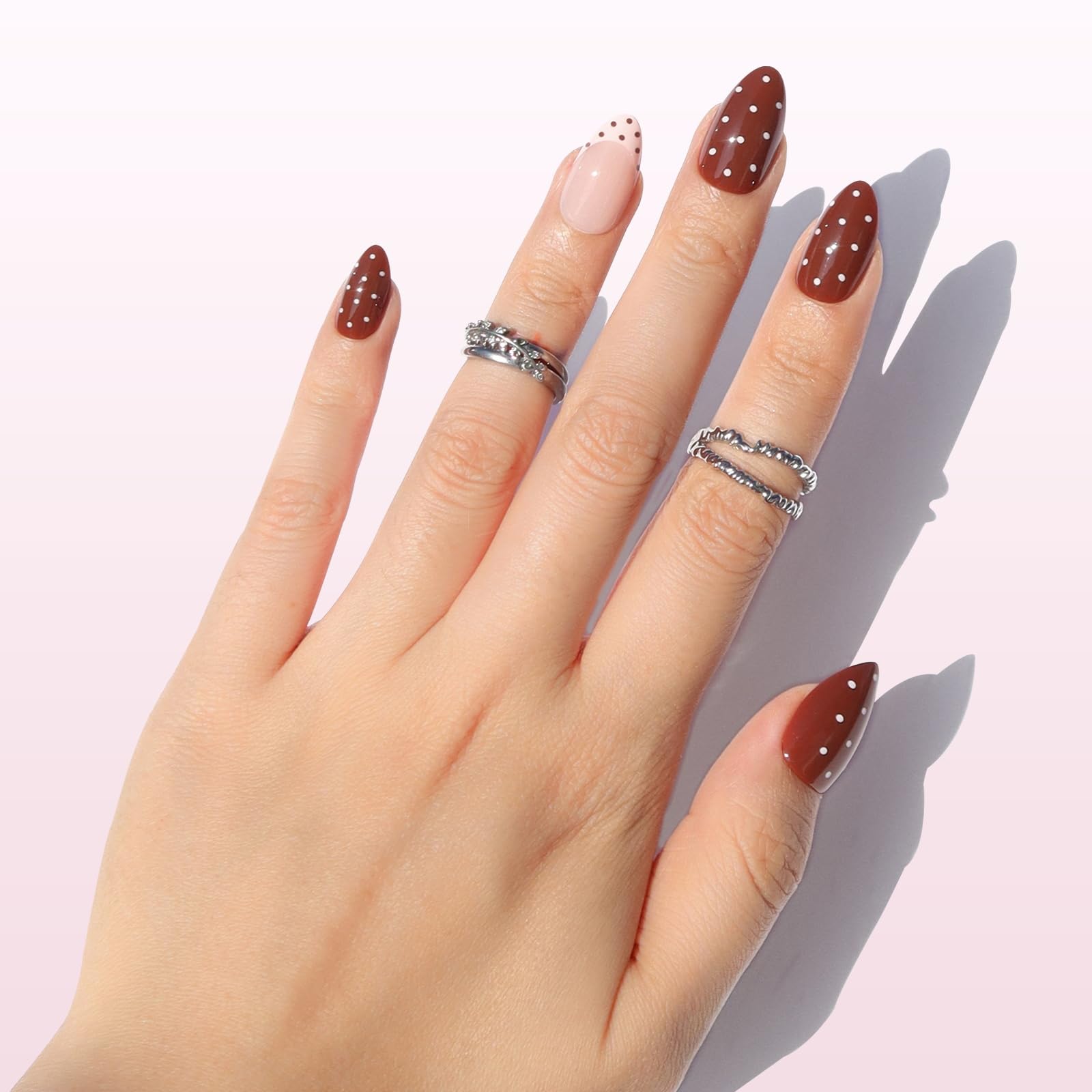 Nail Reformation Polka Dot Press On Nails – Almond Shape, UV Finish, 32 Tips, 16 Sizes