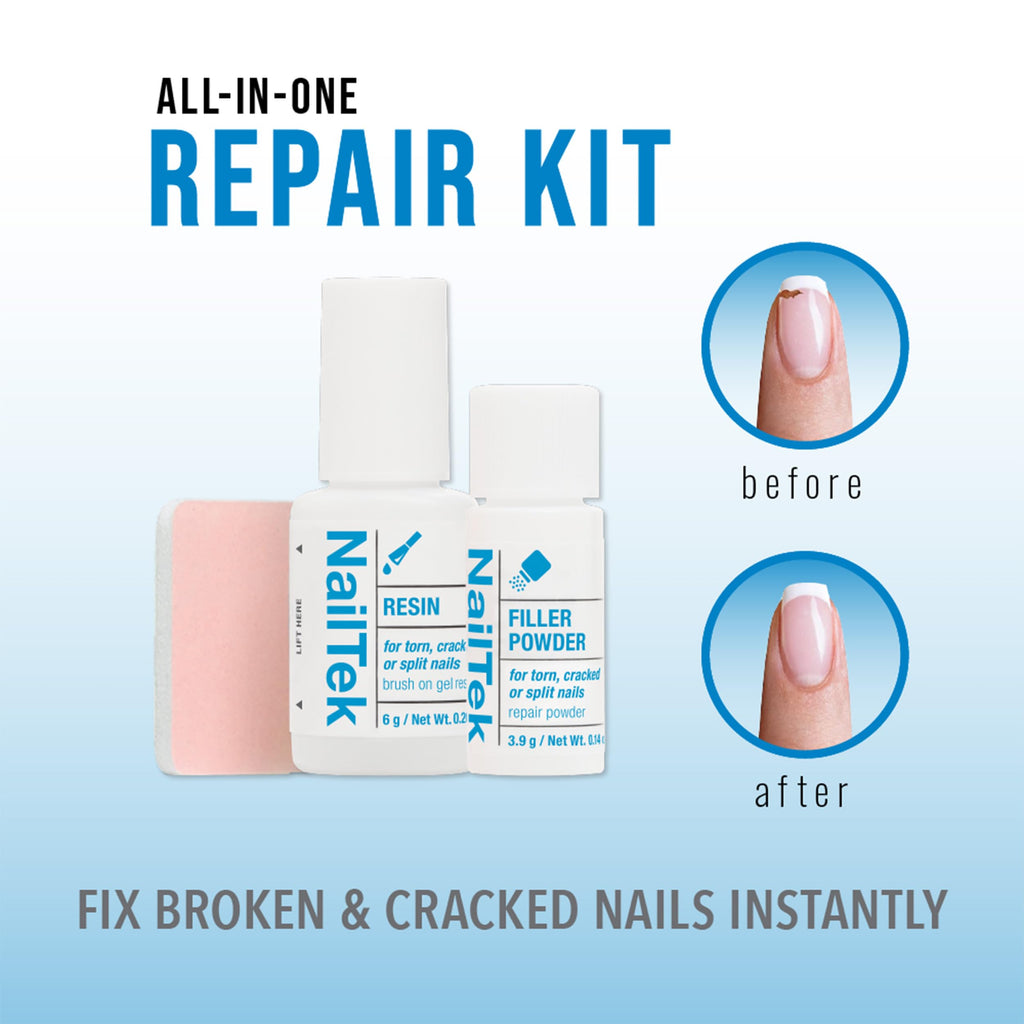 Nail Tek Nail Repair Kit — Filler Powder & Resin for Damaged Nails | Strengthener & Growth Recovery (1 Pack)