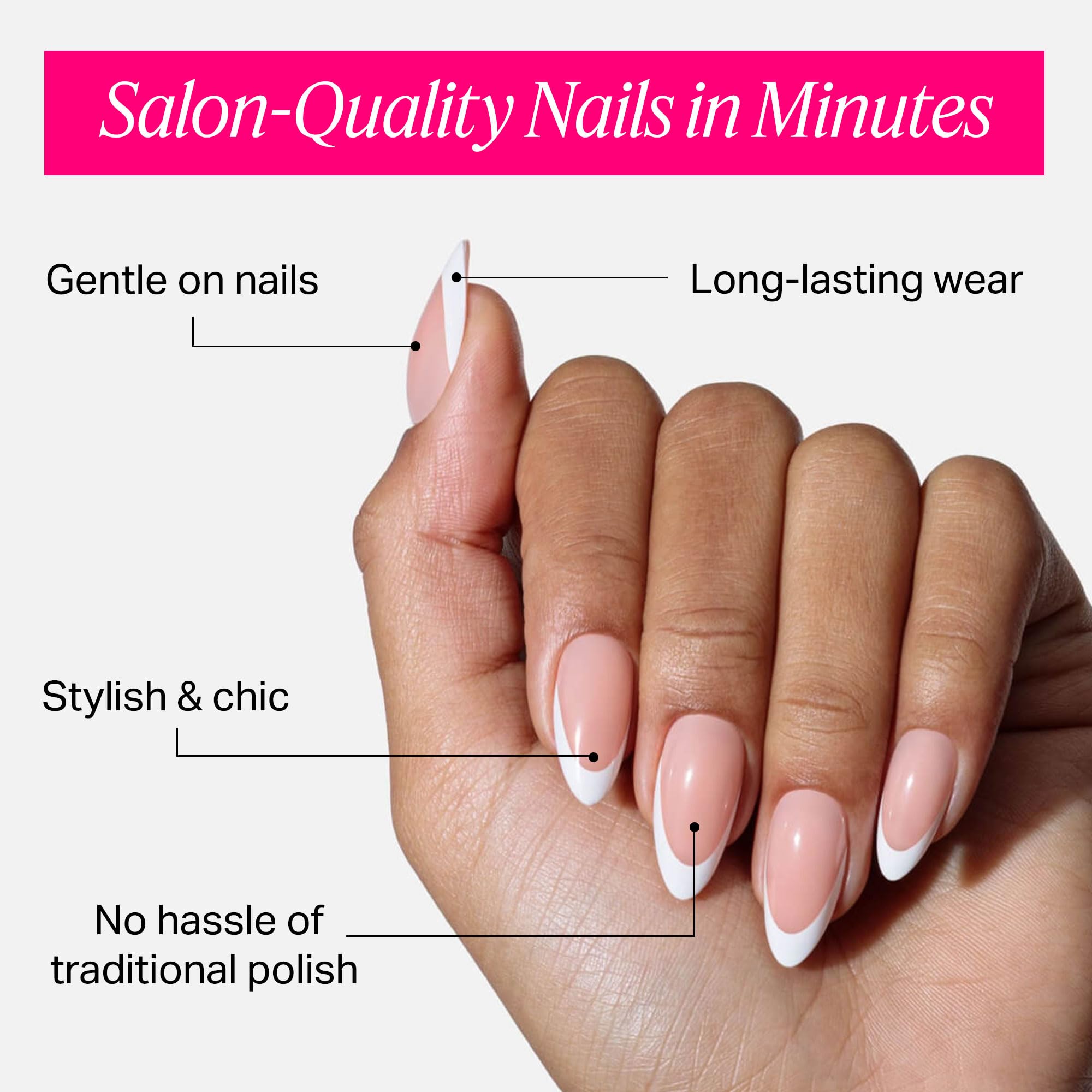 Nailboo Press On Nails – Salon-Quality Reusable Fake Nails with Strong Hold Glue