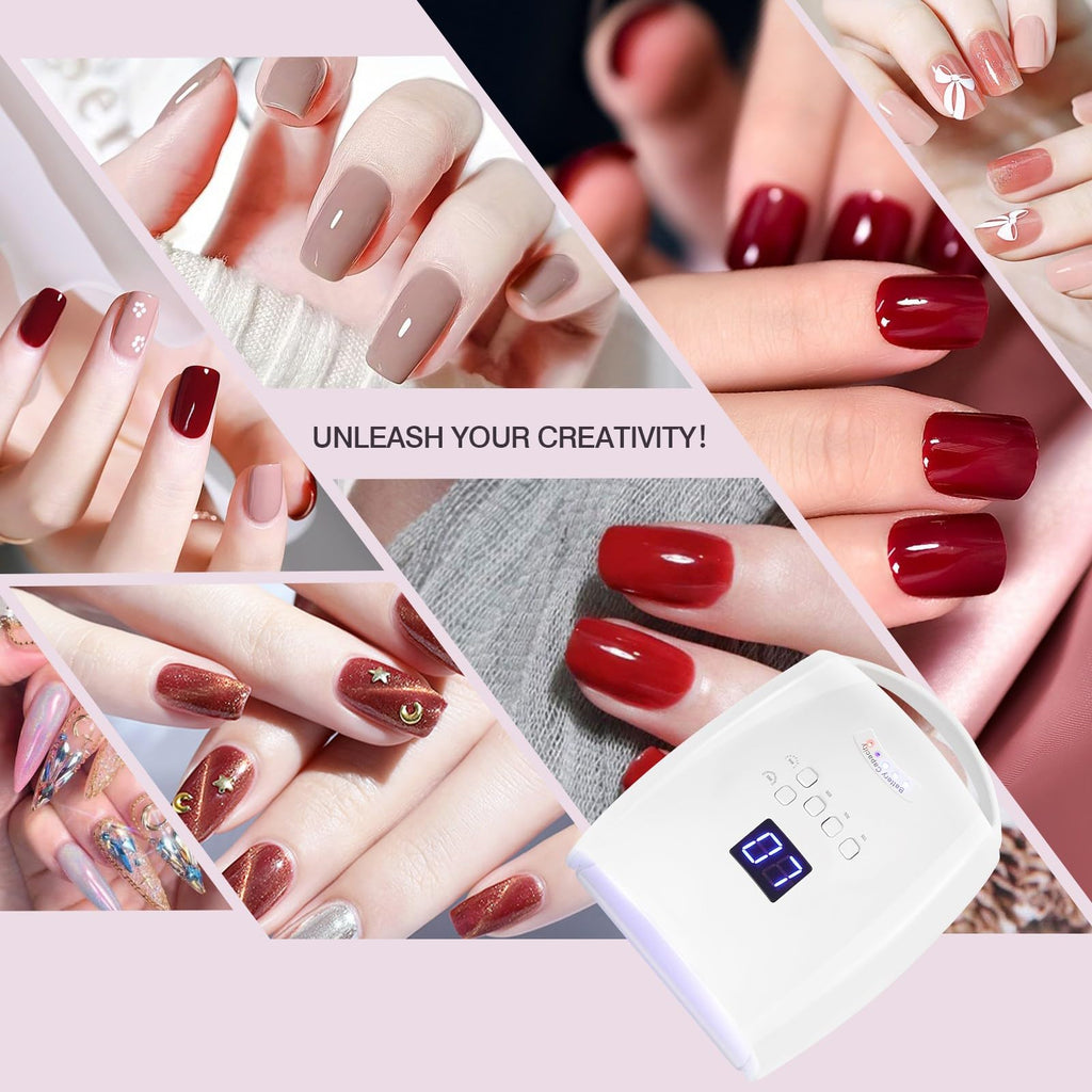NailFace Cordless UV LED Nail Lamp 66W Rechargeable • Auto Sensor • 5 Timers for Home & Salon