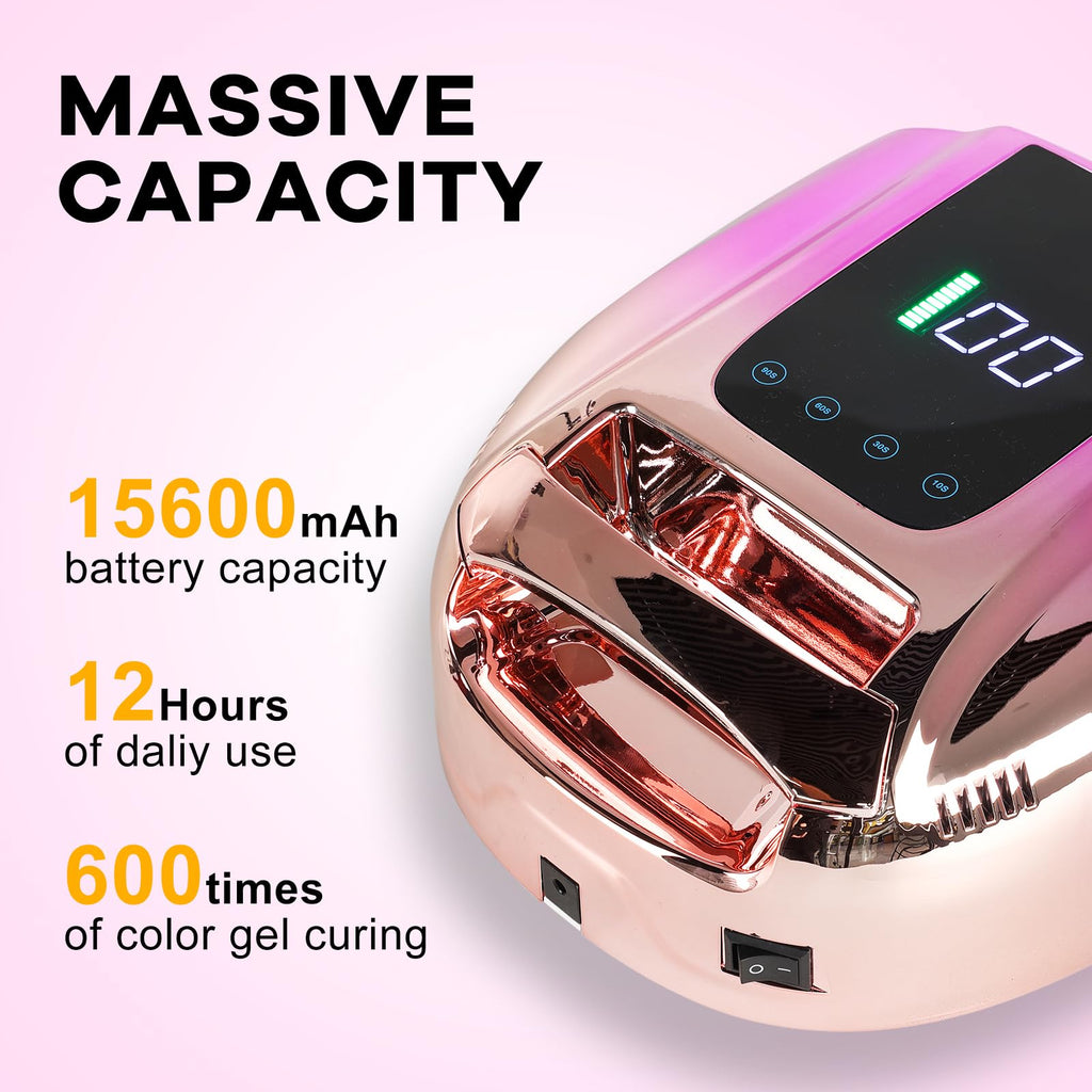NailFace 96W Rechargeable UV LED Nail Lamp – Cordless Gel Nail Dryer with 42 Beads and Smart Sensor